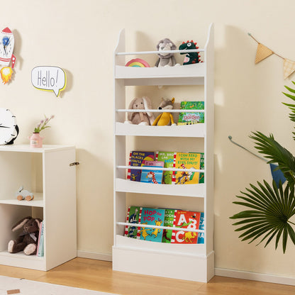 4-Tier Bookshelf with 2 Anti-Tipping Kits for Books and Magazines-Gray