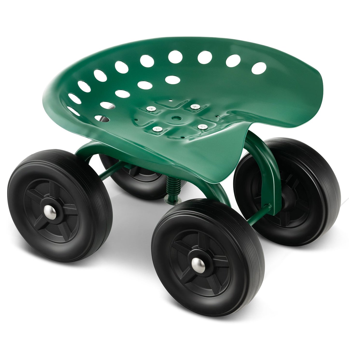 Garden Rolling Workseat with 360° Swivel Seat and Adjustable Height-Blue