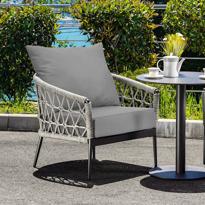 Deep Seat Chair Cushion Pads Set with Rope Belts for Indoor and Outdoor-Beige
