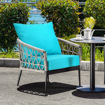 Deep Seat Chair Cushion Pads Set with Rope Belts for Indoor and Outdoor-Turquoise