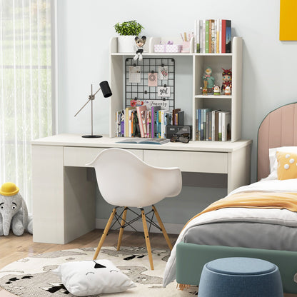 3-Tier Multipurpose Desk Bookshelf with 4 Shelves-Beige