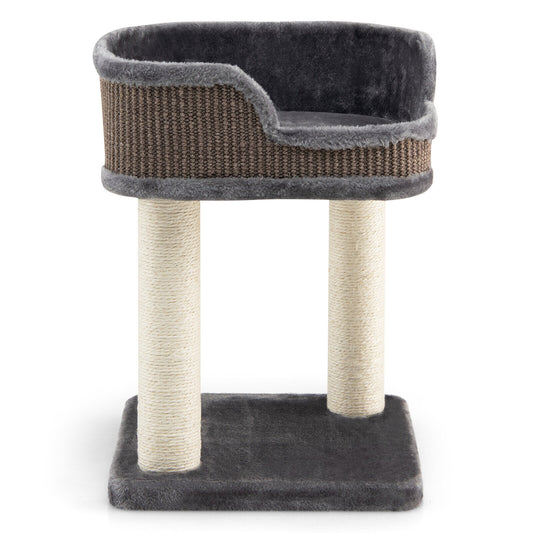Multi-Level Cat Climbing Tree with Scratching Posts and Large Plush Perch-Gray