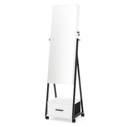 Jewelry Cabinet with Full-Length Mirror-White
