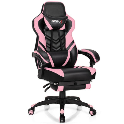Adjustable Gaming Chair with Footrest for Home Office-Black
