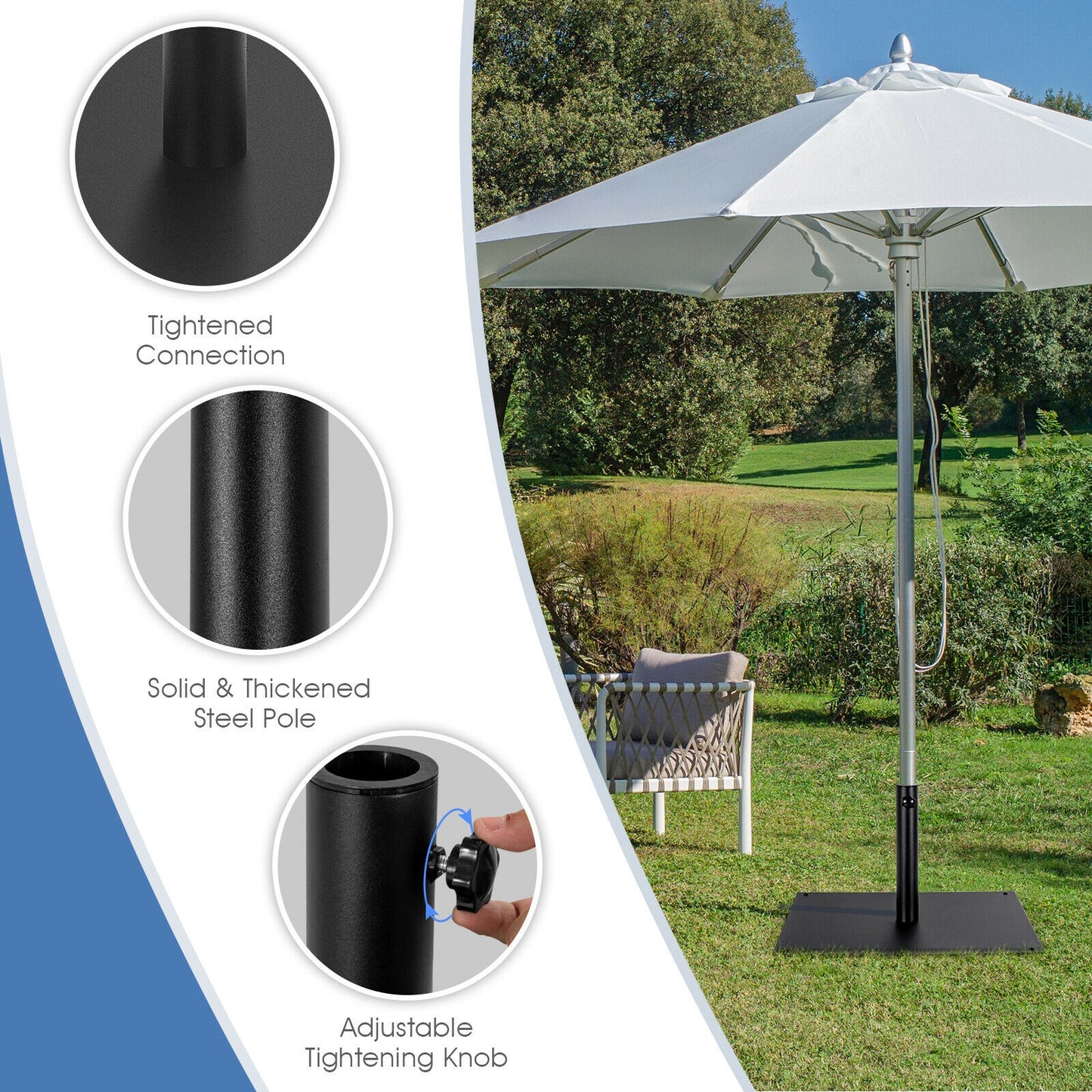 42 LBS Weighted 25 Inch Square Patio Umbrella Base