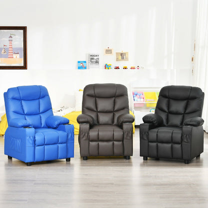 Kids Recliner Chair with Cup Holder and Footrest for Children-Beige