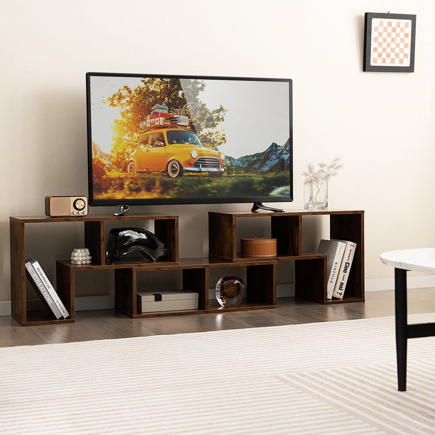 3 Pieces Adjustable TV Stand for TVs up to 65 Inch with Shelves-Black