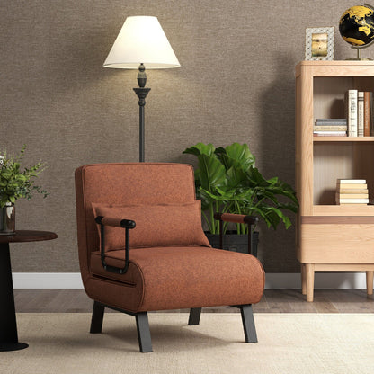 Folding 6 Position Convertible Sleeper Bed Armchair Lounge Couch with Pillow-Black