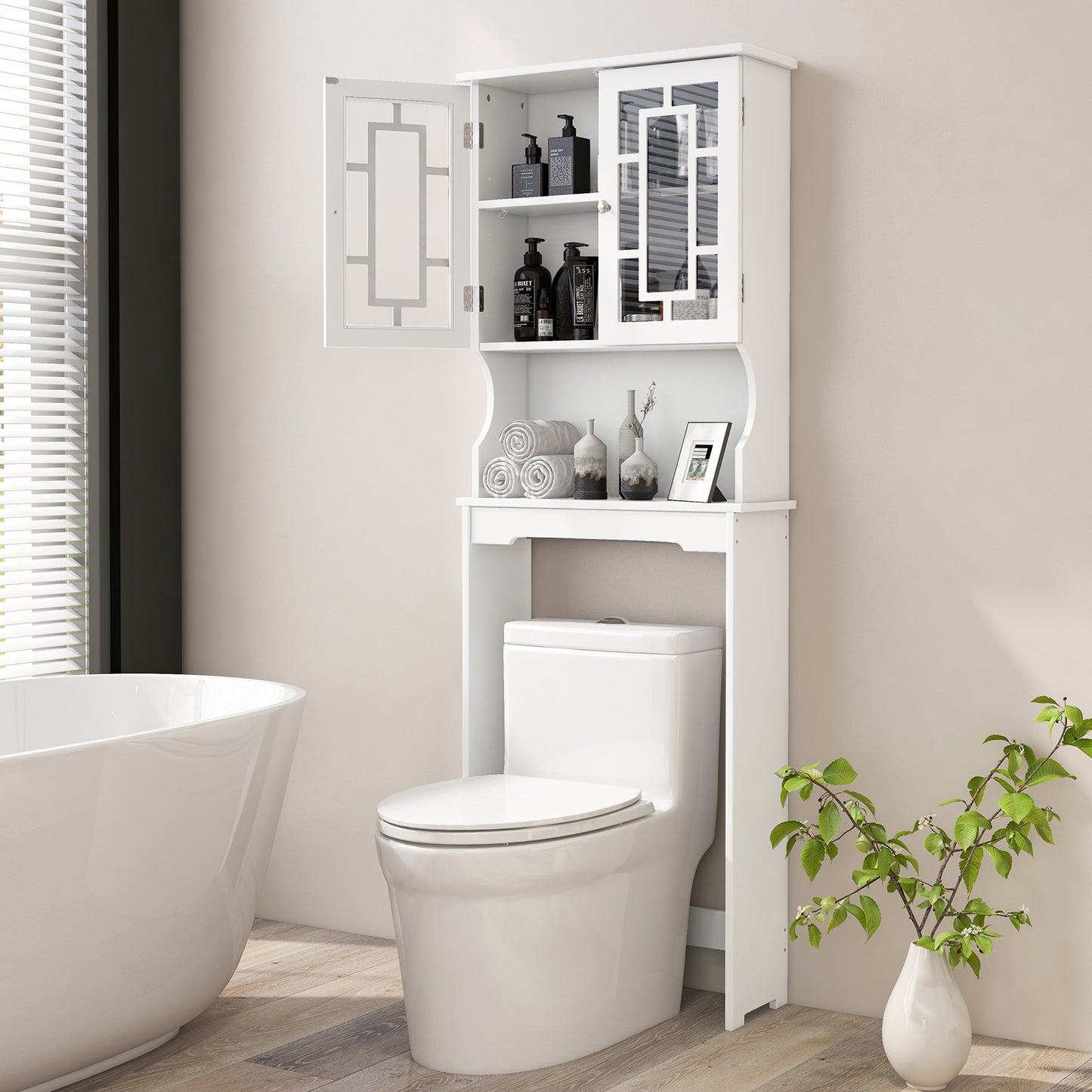Bathroom Spacesaver Organizer with Adjustable Shelf-Gray