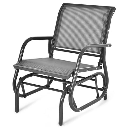 Outdoor Single Swing Glider Rocking Chair with Armrest-Gray