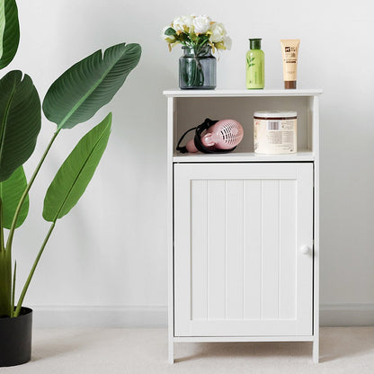 Bathroom Freestanding Floor Storage Cabinet with Adjustable Shelf-Black