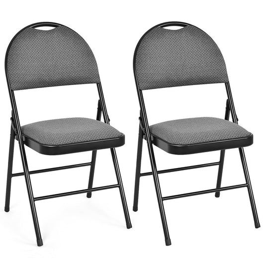 2/4 Pieces Padded Folding Office Chairs with Backrest-Set of 2