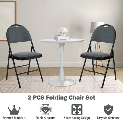 2/4 Pieces Padded Folding Office Chairs with Backrest-Set of 4