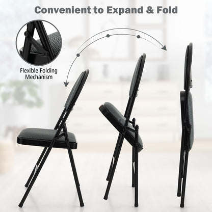 2/4 Pieces Padded Folding Office Chairs with Backrest-Set of 4