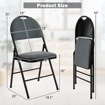 2/4 Pieces Padded Folding Office Chairs with Backrest-Set of 4