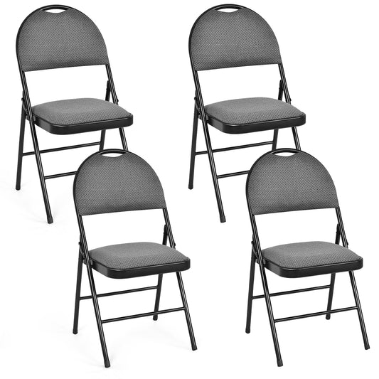 2/4 Pieces Padded Folding Office Chairs with Backrest-Set of 4