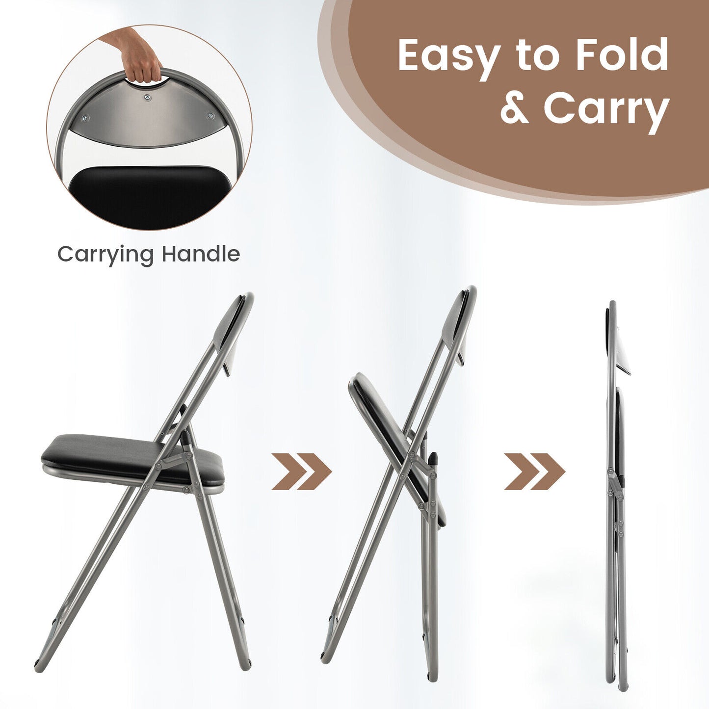 2/4/6 Pieces Portable Folding Dining Chairs Set with Carrying Handles-Set of 2