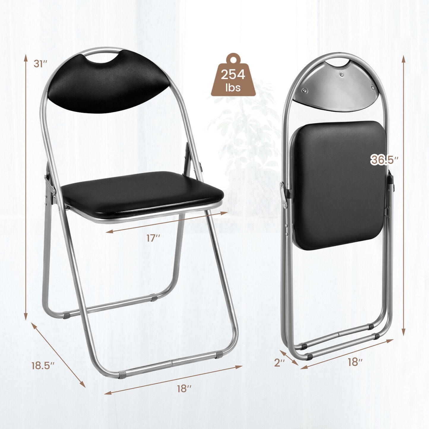 2/4/6 Pieces Portable Folding Dining Chairs Set with Carrying Handles-Set of 2