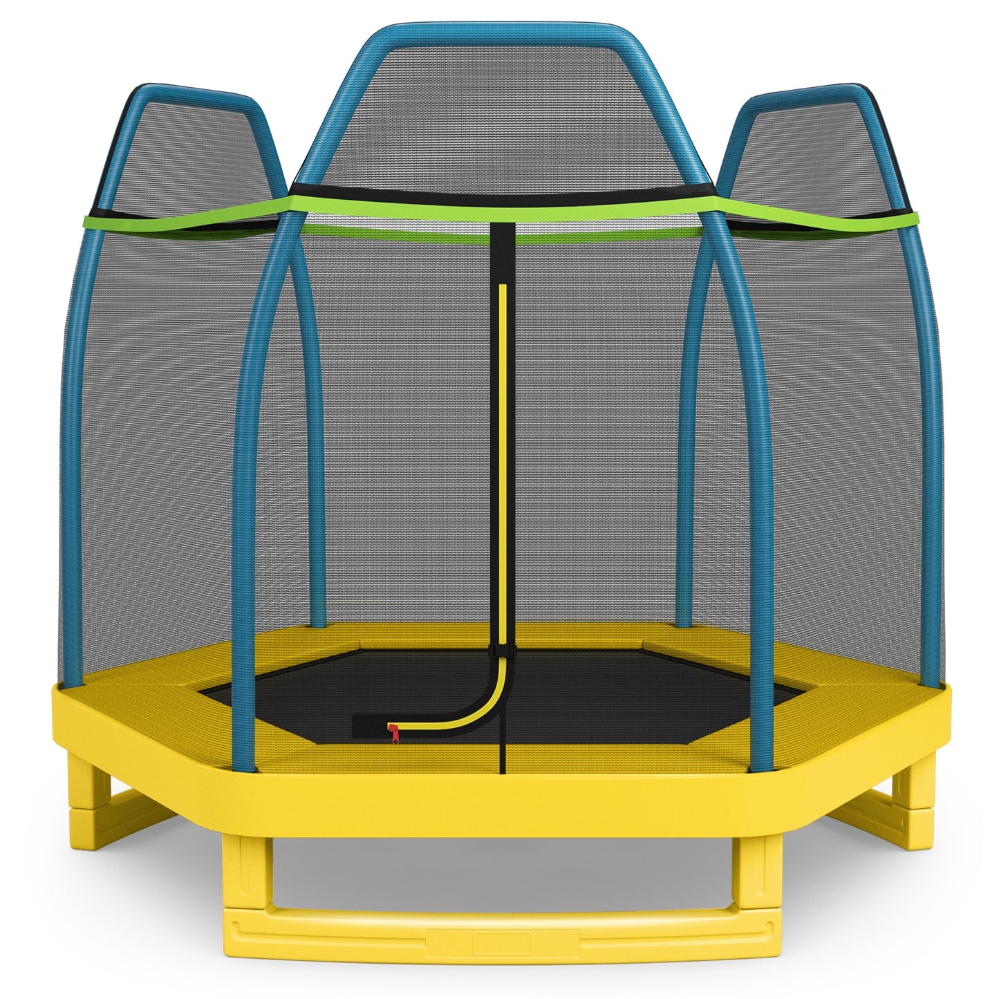 7 ft Kids Trampoline W/ Safety Enclosure Net-Yellow