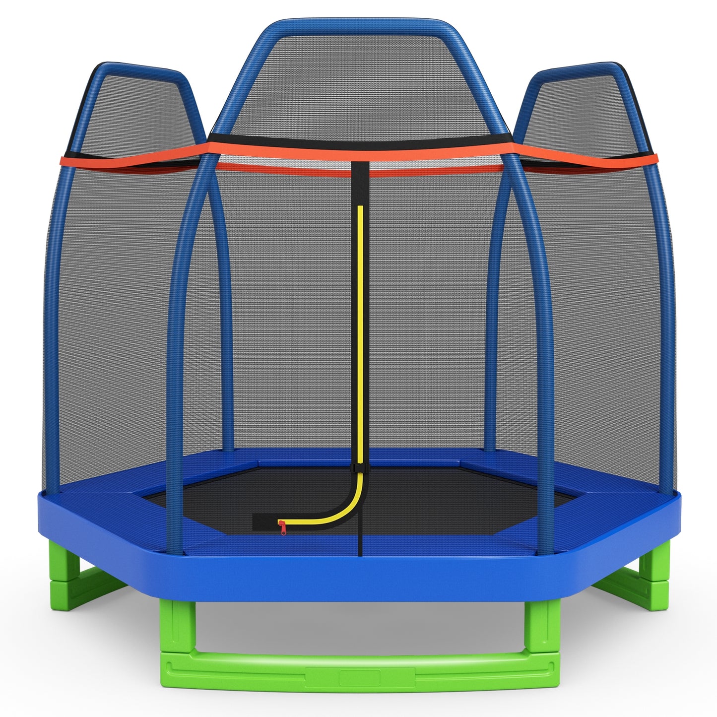 7 Ft Kids Trampoline W/ Safety Enclosure Net-Blue