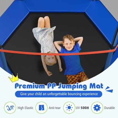 7 Ft Kids Trampoline W/ Safety Enclosure Net-Blue