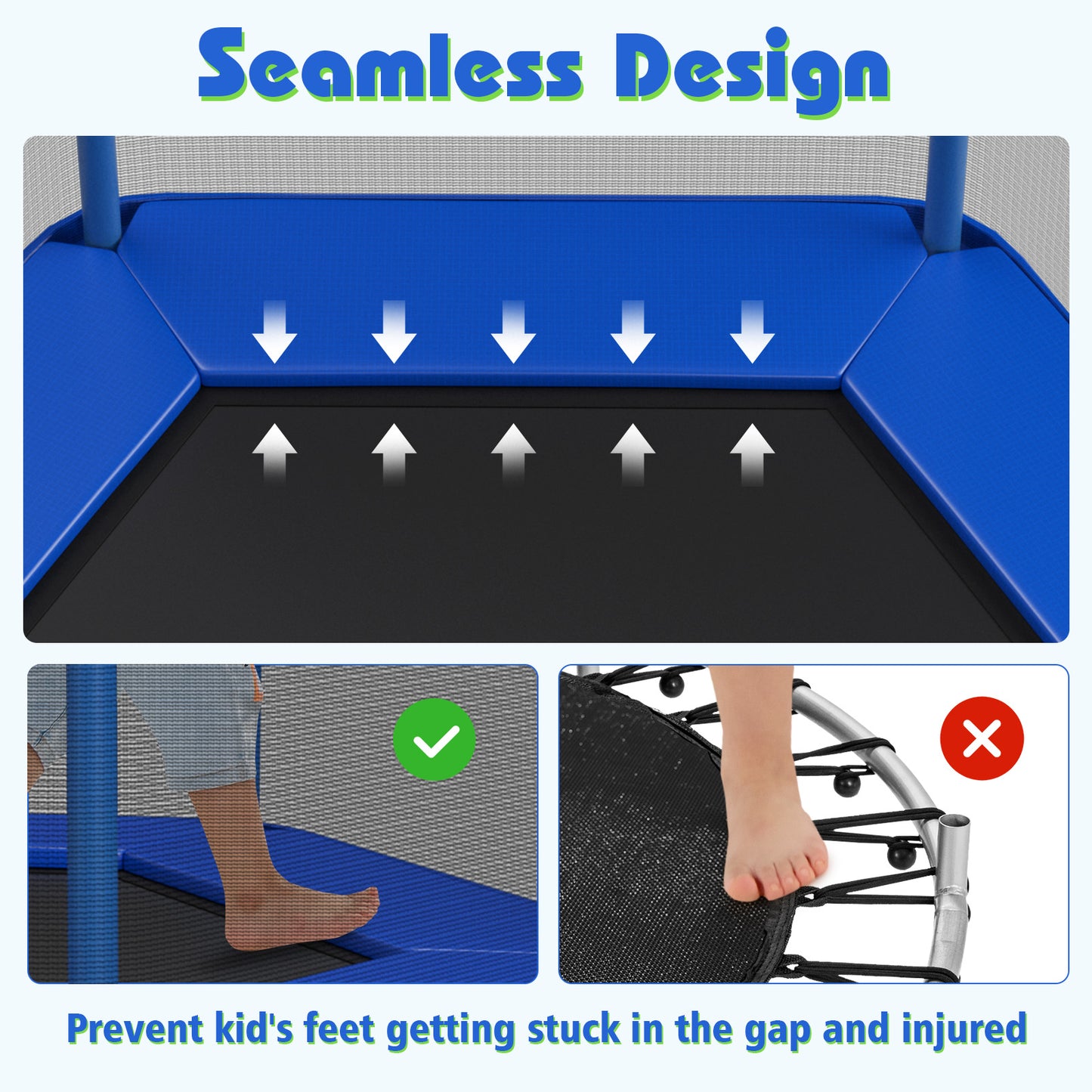 7 Ft Kids Trampoline W/ Safety Enclosure Net-Blue