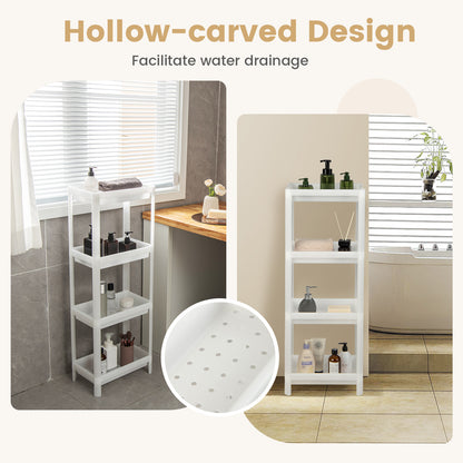 2 Packs 4-Tier Detachable Slim Storage Cart with Drainage Holes for Small Space-White