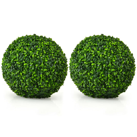 2 Pieces 15.7 Inch Artificial Boxwood Topiary Ball Tree Set