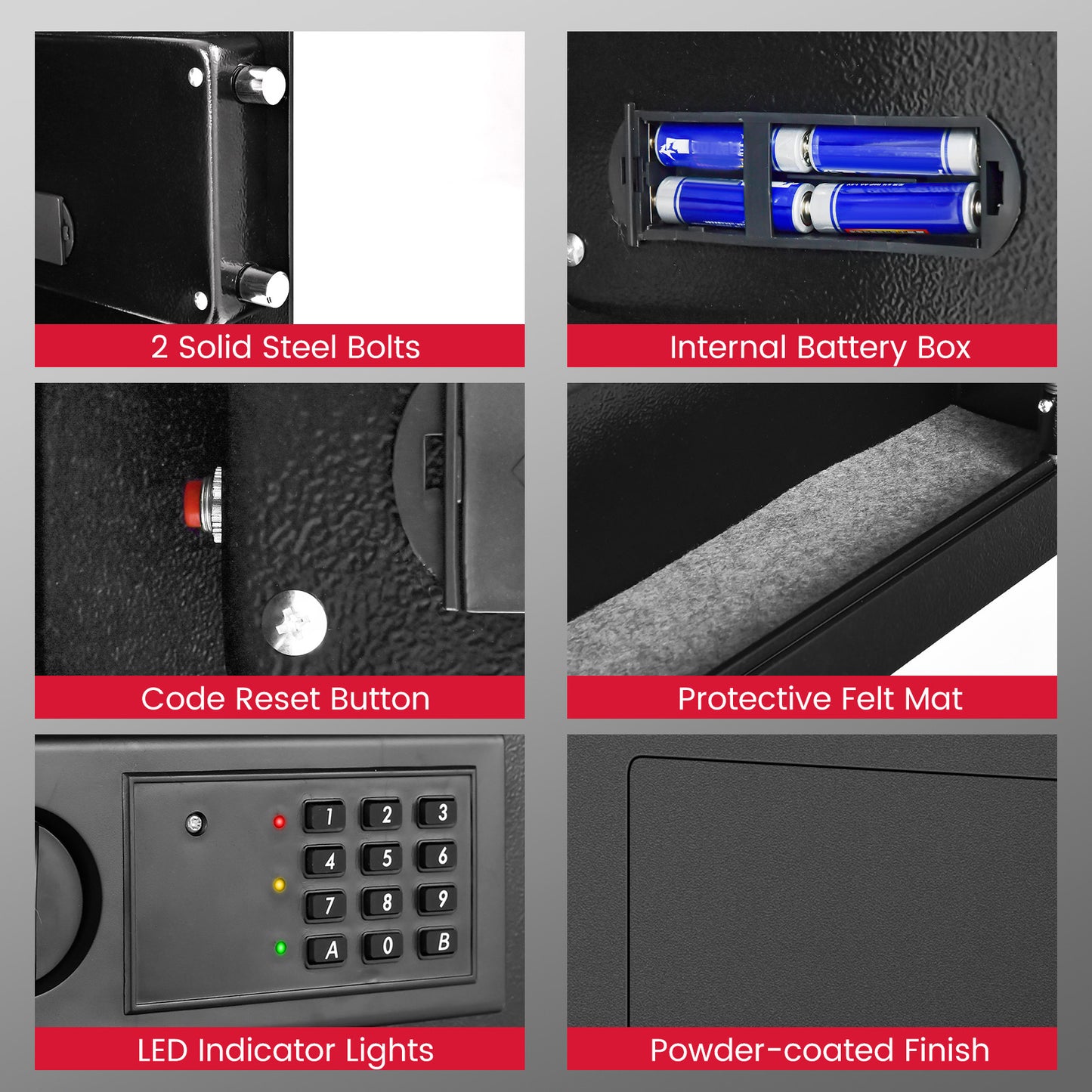 Digital Flat Recessed Wall Safe Security Lock Gun Cash Box-Black