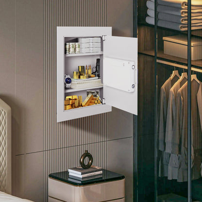 Digital Flat Recessed Wall Safe Security Lock Gun Cash Box-Black