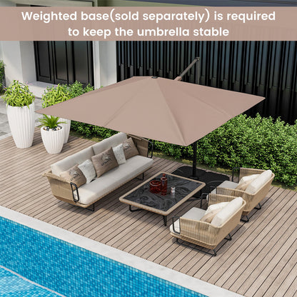 9.5 Feet Square Patio Cantilever Umbrella with 360° Rotation-Beige