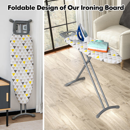 44 x 14 Inch Foldable Ironing Board with Iron Rest Extra Cotton Cover-White