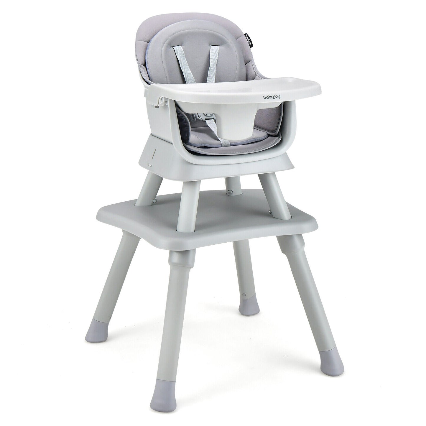 6-in-1 Convertible Baby High Chair with Adjustable Removable Tray-Black