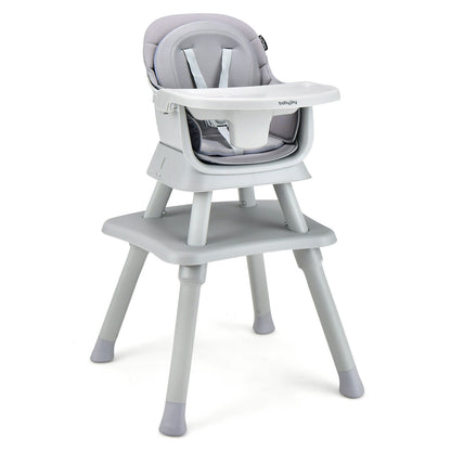 6-in-1 Convertible Baby High Chair with Adjustable Removable Tray-Black