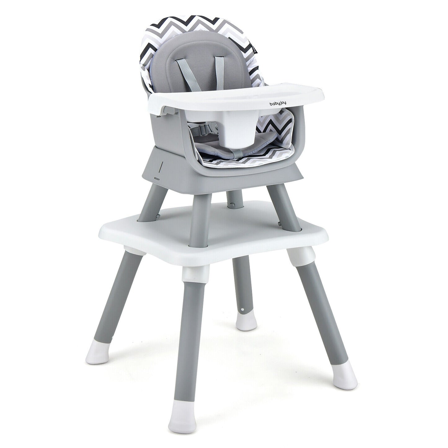 6-in-1 Convertible Baby High Chair with Adjustable Removable Tray-Black
