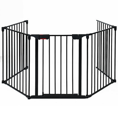 115 Inch Length 5 Panel Adjustable Wide Fireplace Fence-Black - Direct by Wilsons Home Store