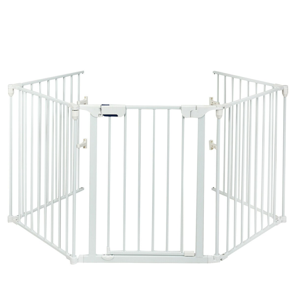 115 Inch Length 5 Panel Adjustable Wide Fireplace Fence-White