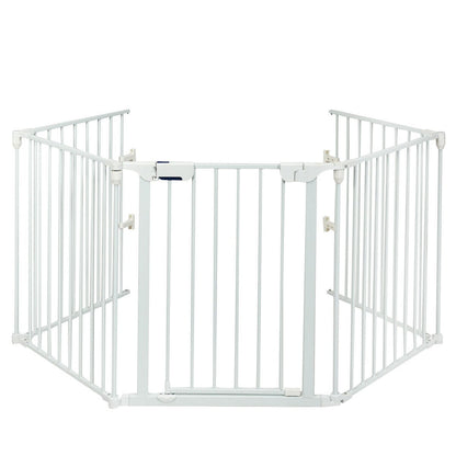 115 Inch Length 5 Panel Adjustable Wide Fireplace Fence-Black