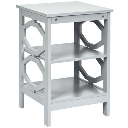 3-tier Nightstand Sofa Side End Accent Table-Coffee