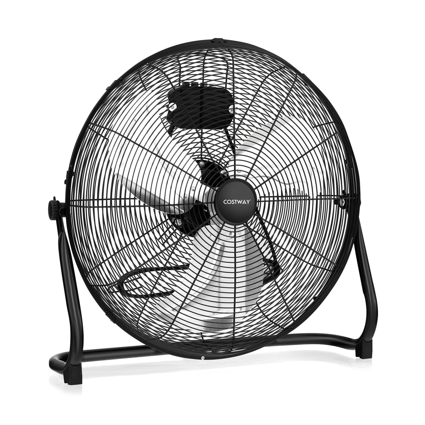 3-Speed High Velocity Floor Fan with Adjustable Tilt Angle and Handle-Black