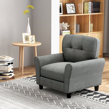 Modern Upholstered Accent Chair with Rubber Wood Legs-Beige