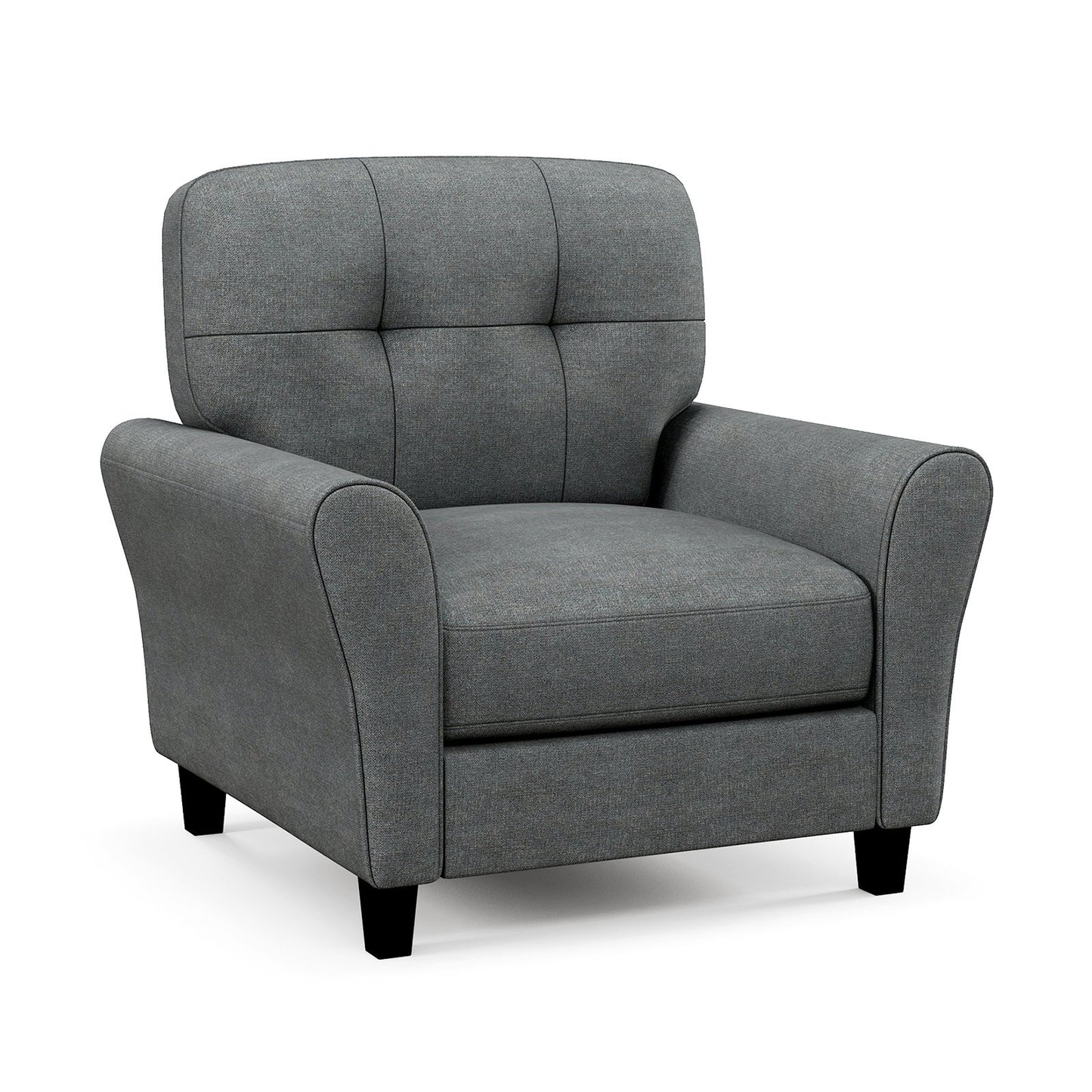 Modern Upholstered Accent Chair with Rubber Wood Legs-Beige