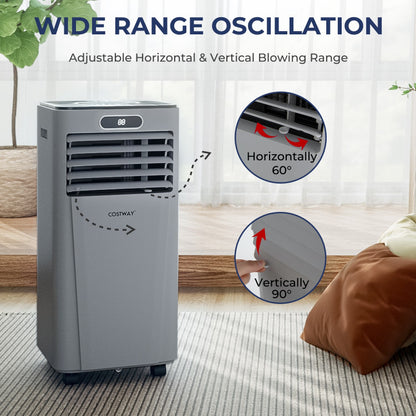 10000 BTU Portable Air Conditioner with Remote Control-Gray