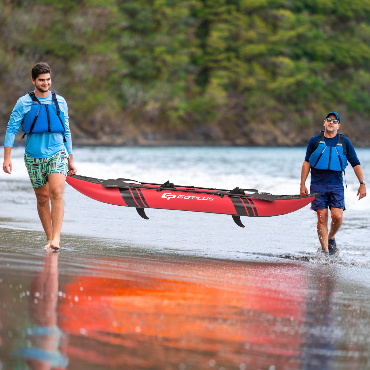 Inflatable 2-person Kayak Set with Aluminium Oars and Repair Kit-Blue