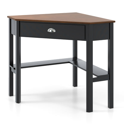 Corner Wooden Piece Laptop Computer Desk-Black