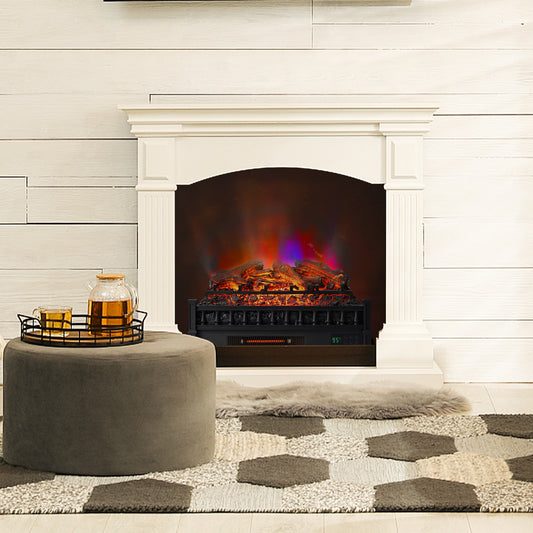 26 Inch Electric Fireplace Heater with Remote Control and Realistic Lemonwood Ember Bed-Black