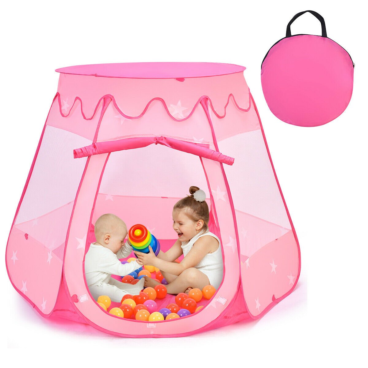 Pink Portable Kid Play House Play Tent with 100 Balls - Direct by Wilsons Home Store