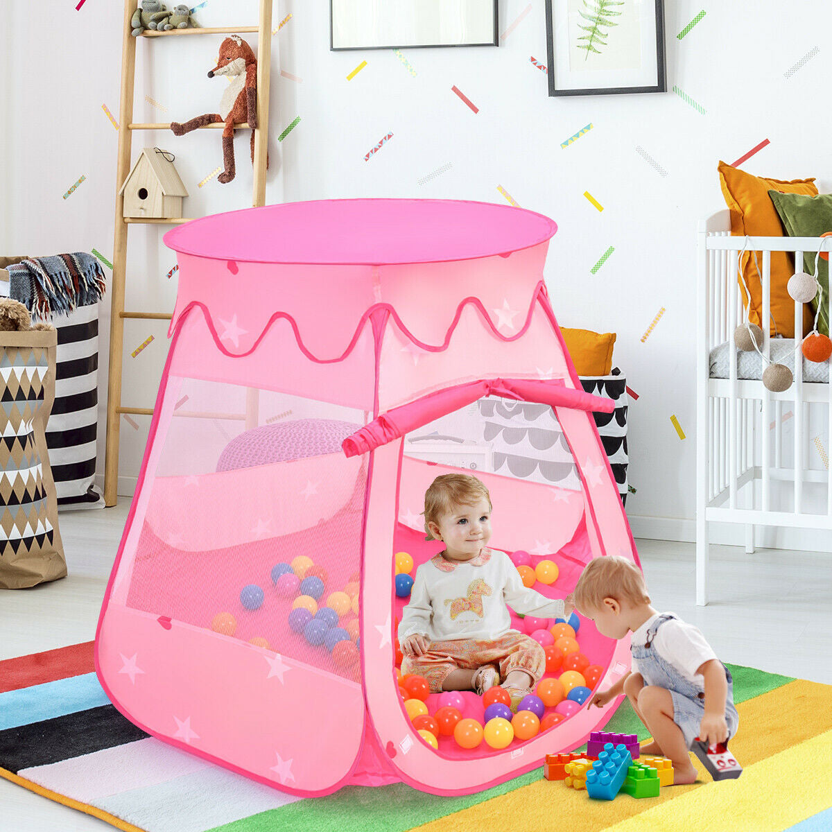 Pink Portable Kid Play House Play Tent with 100 Balls - Direct by Wilsons Home Store