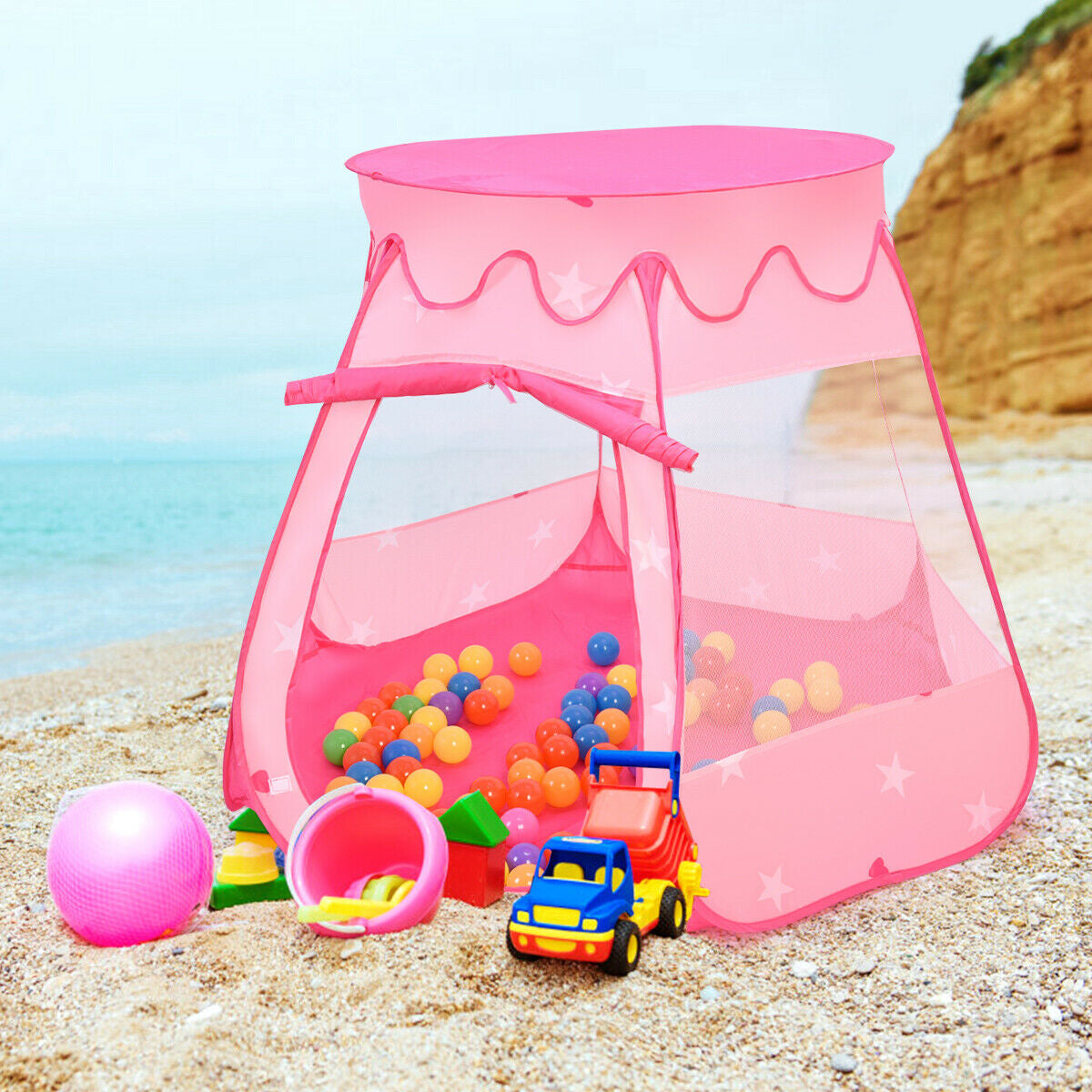 Pink Portable Kid Play House Play Tent with 100 Balls - Direct by Wilsons Home Store
