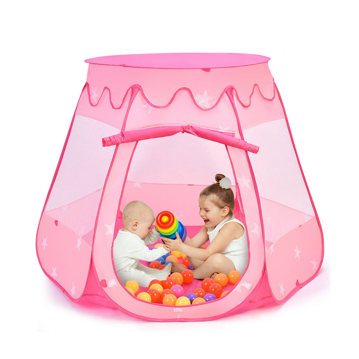 Pink Portable Kid Play House Play Tent with 100 Balls - Direct by Wilsons Home Store